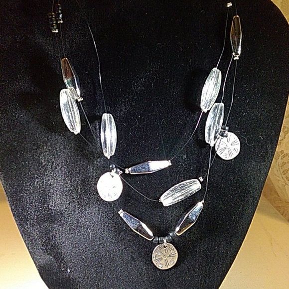 Chicos Multi-strand Beaded Necklace Illusion Wire - Picture 3 of 4